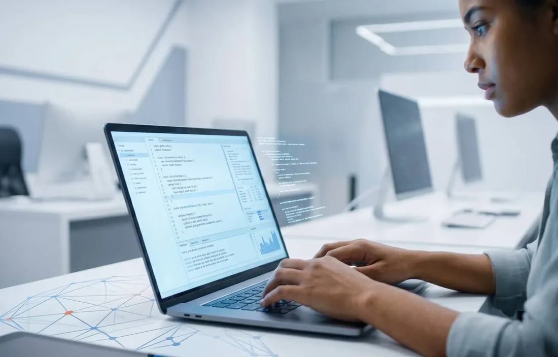 Student coding with AI assistance